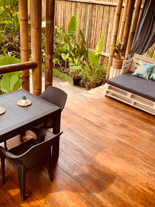 Image featuring a marvelous terrace at BlissBamboo Homestay on Siargao, the perfect spot to unwind and enjoy the natural beauty.