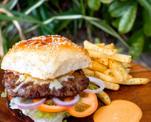 Image of a BLISS Burger with Fries